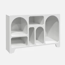 White wood effect 6 compartment organic sideboard 120cm