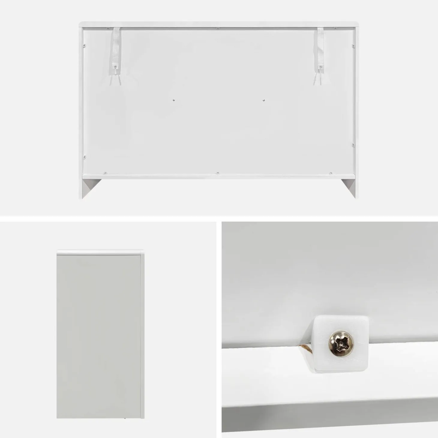 White wood effect 6 compartment organic sideboard 120cm