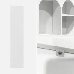 White wood-effect organic bookshelf with 8 compartments