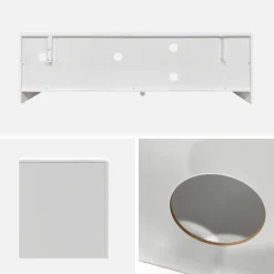 White wood effect organic tv stand 160cm