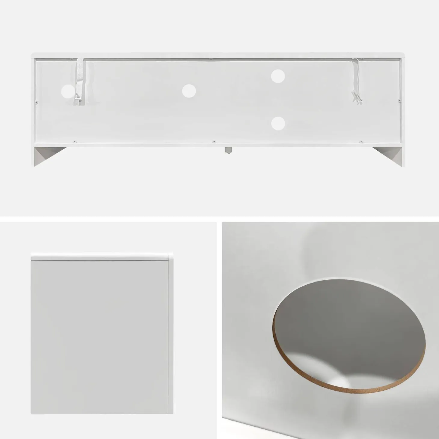White wood effect organic tv stand 160cm