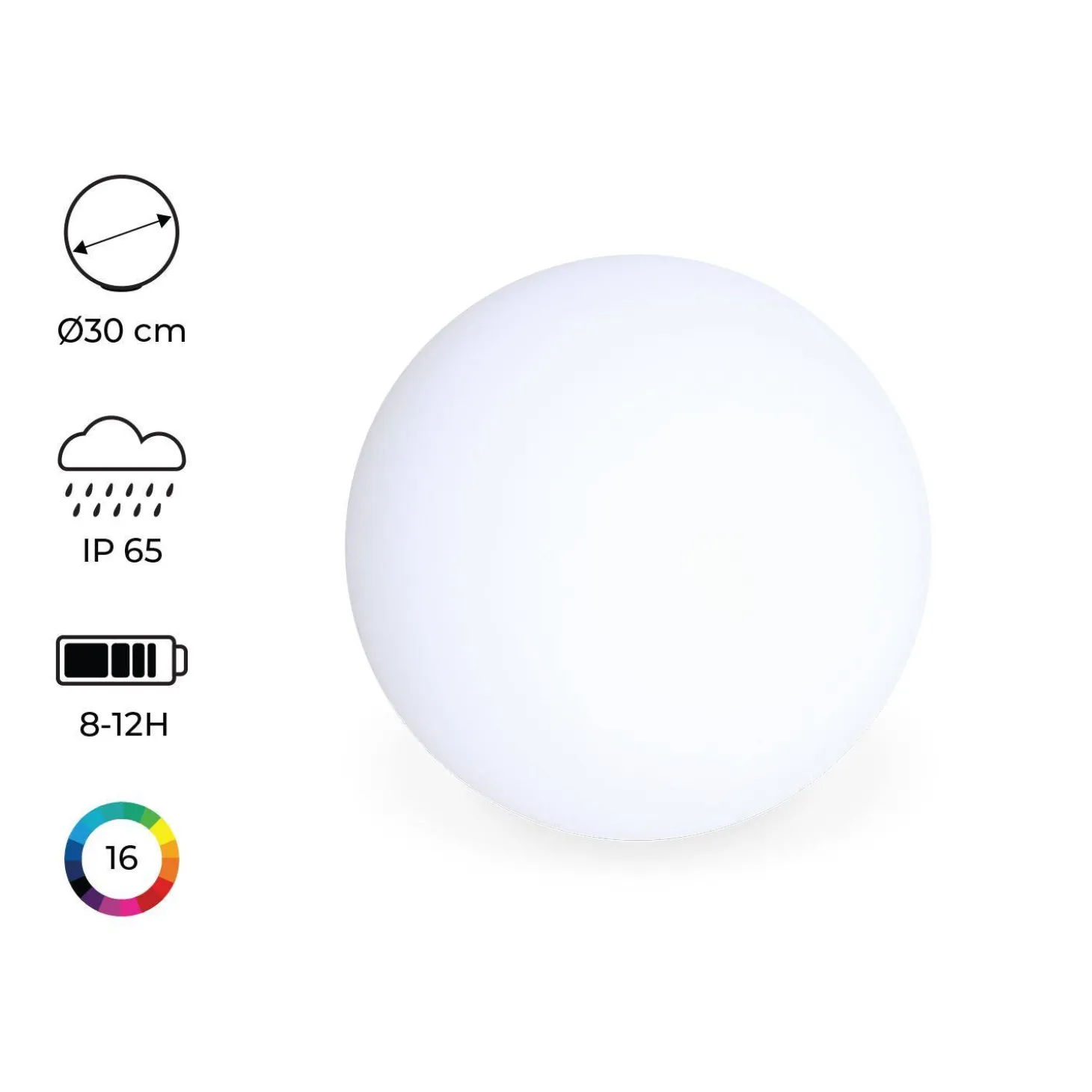 Wireless Outdoor LED Ball Light - 30cm