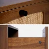Wood and cane bedside table