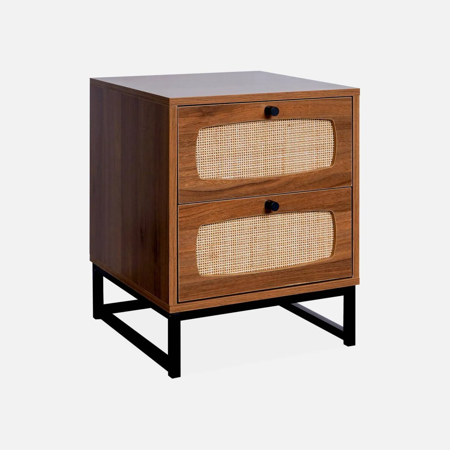 Wood and cane bedside table