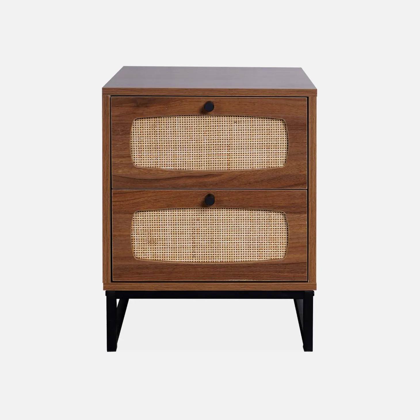 Wood and cane bedside table
