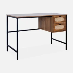 Wood and cane desk