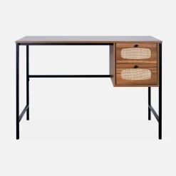 Wood and cane desk