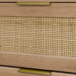 Wood and cane effect 4-drawer chest