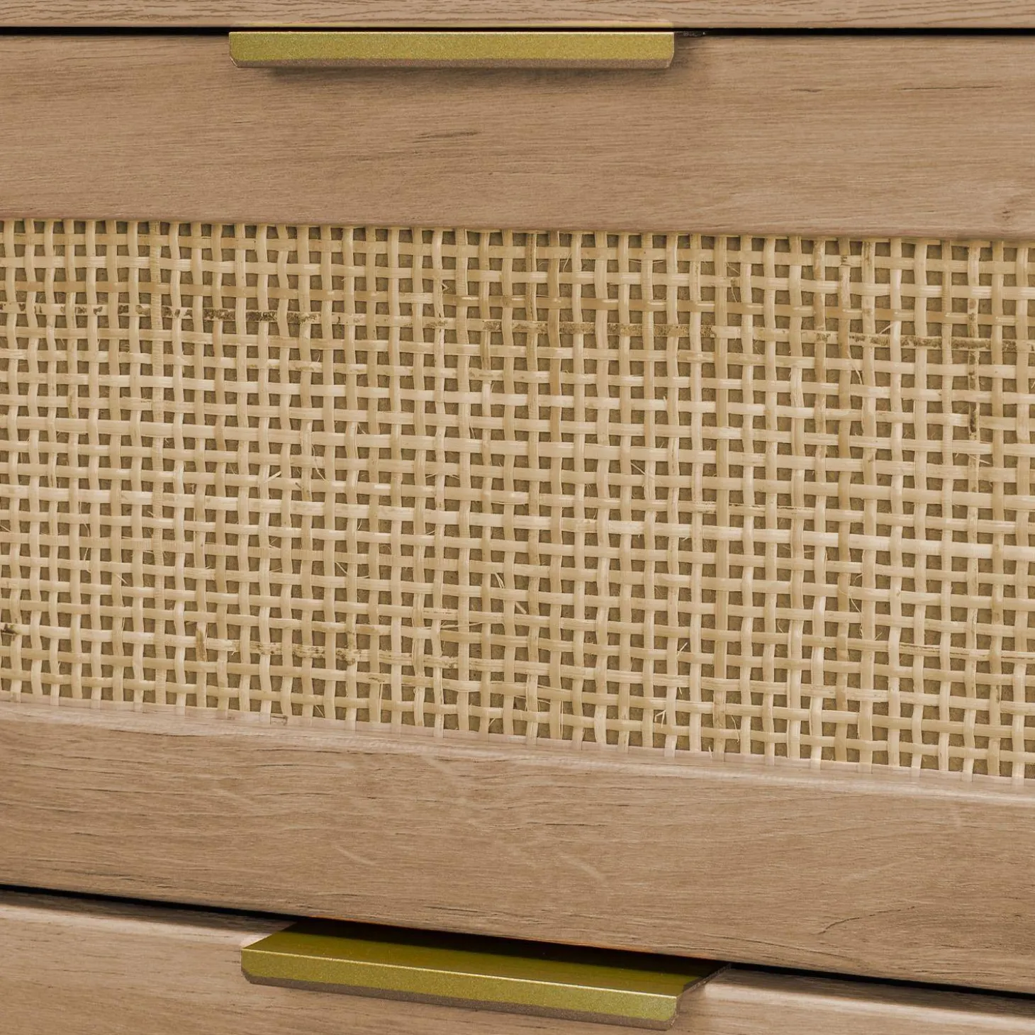 Wood and cane effect 4-drawer chest