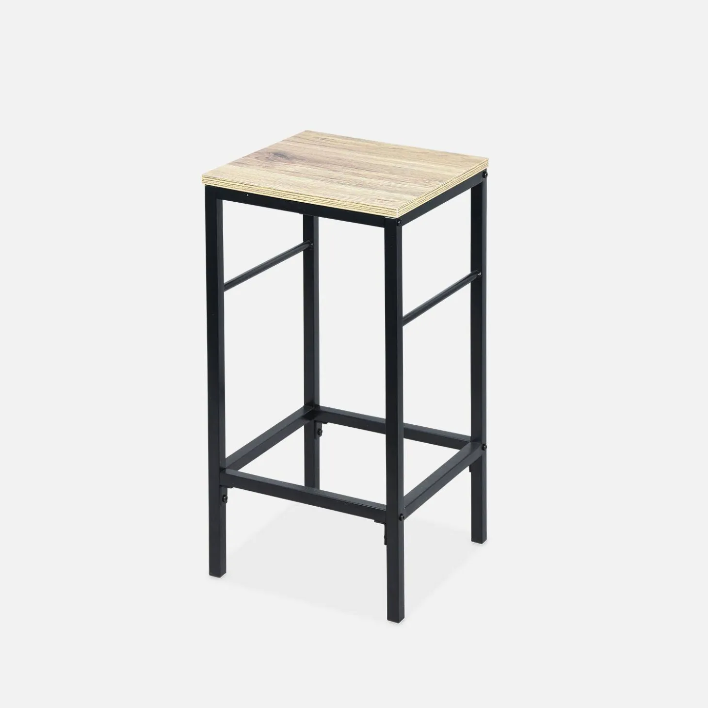 Wood and metal high table with 2 stools
