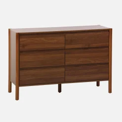 Wood decor chest with 6 drawers