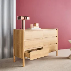 Wood decor chest with 6 drawers