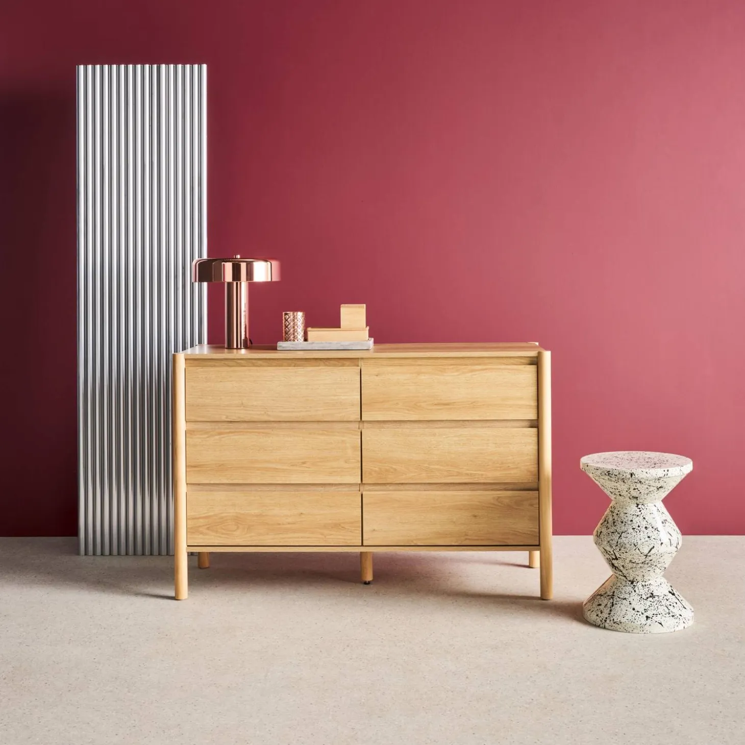 Wood decor chest with 6 drawers