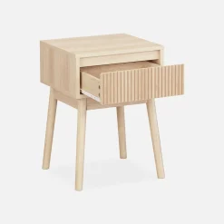 Wood decor 1 drawer bedside table (set of 2)