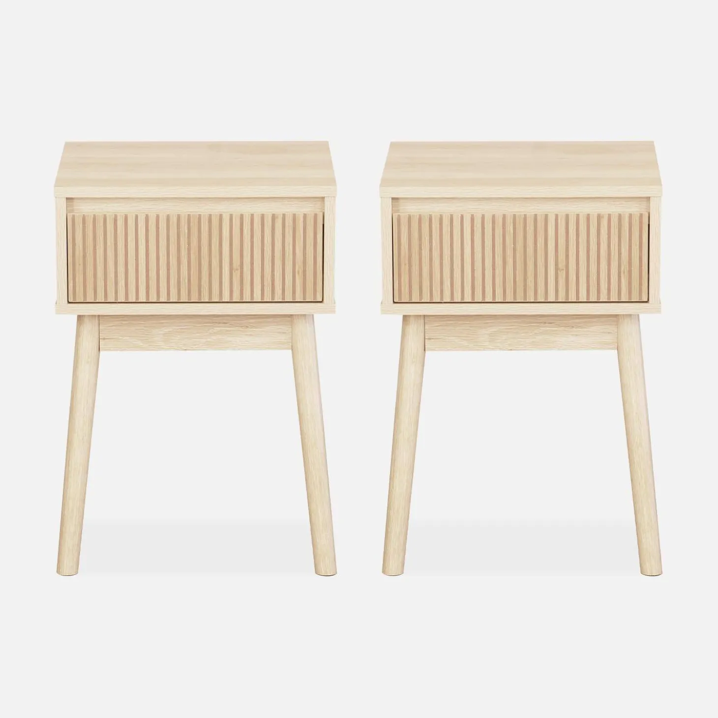 Wood decor 1 drawer bedside table (set of 2)