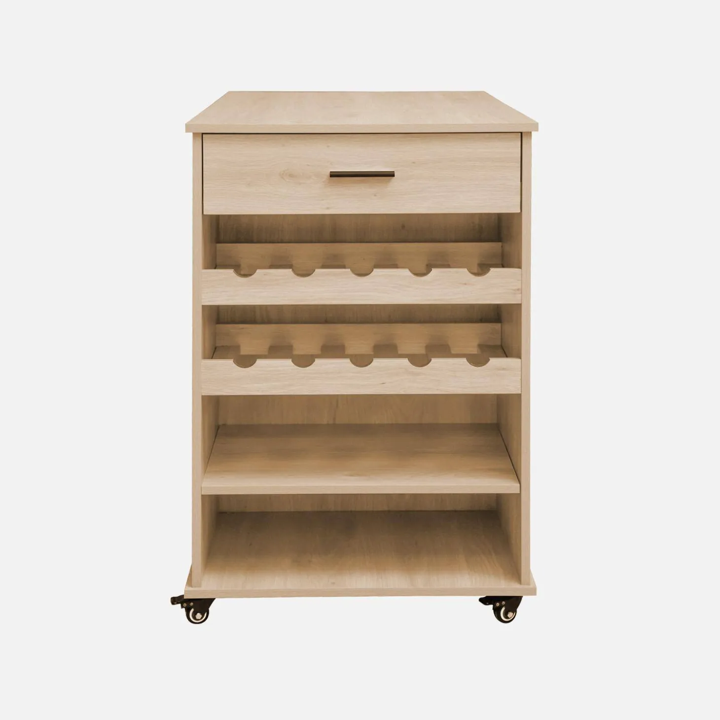 Wood decor kitchen island with wine rack L100cm