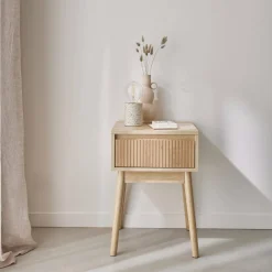Wood decor one drawer bedside table