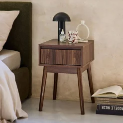 Wood decor one drawer bedside table
