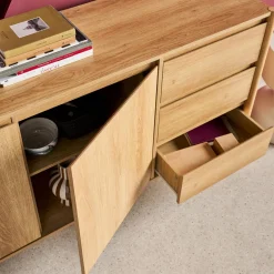 Wood decor sideboard 2 doors 3 drawers 150cm