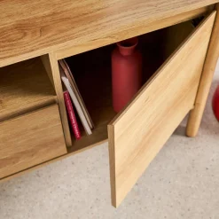 Wood decor TV stand 2 doors 1 drawer 140cm