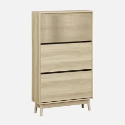 Wood 3-door shoe cabinet