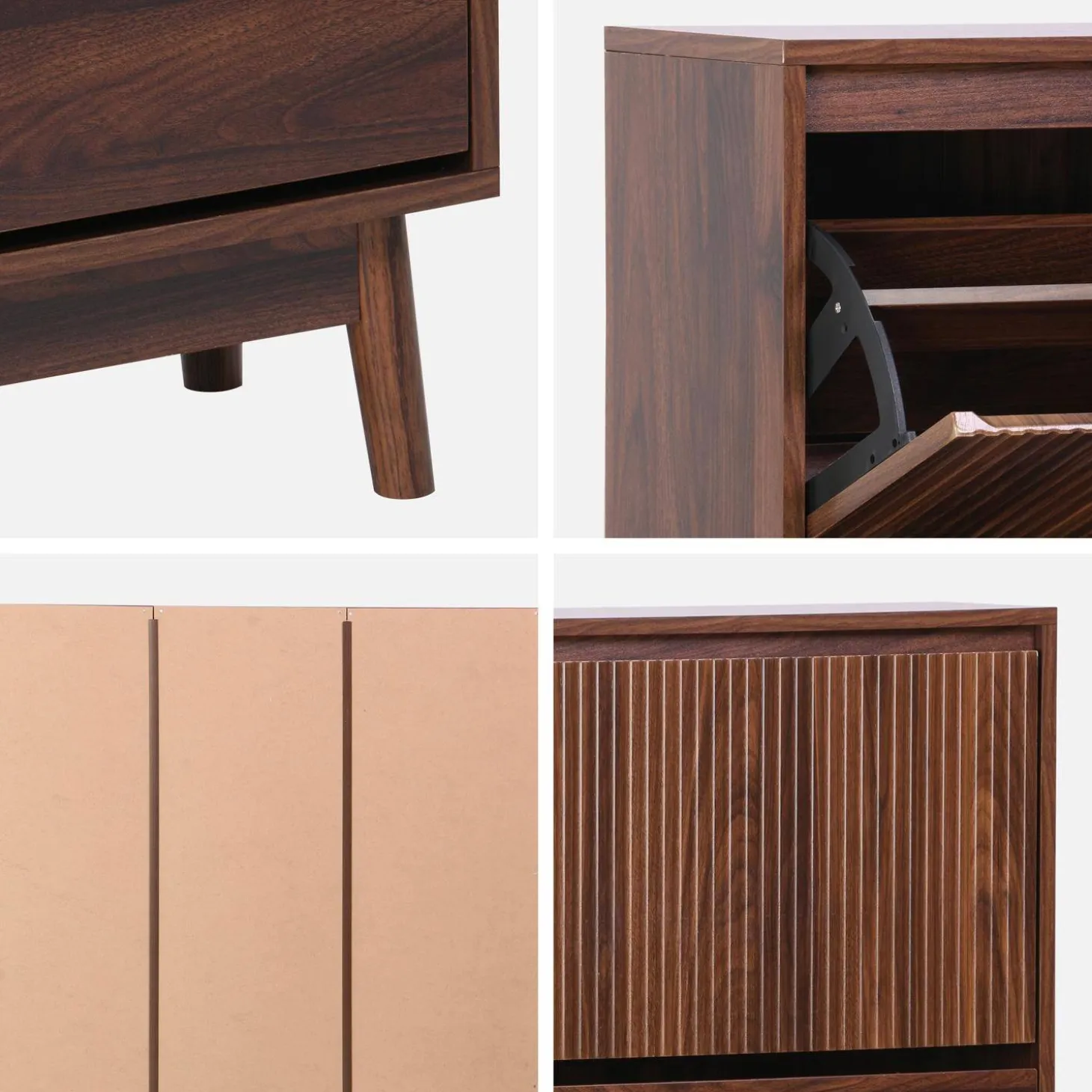 Wood 3-door shoe cabinet