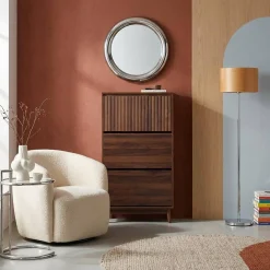 Wood 3-door shoe cabinet