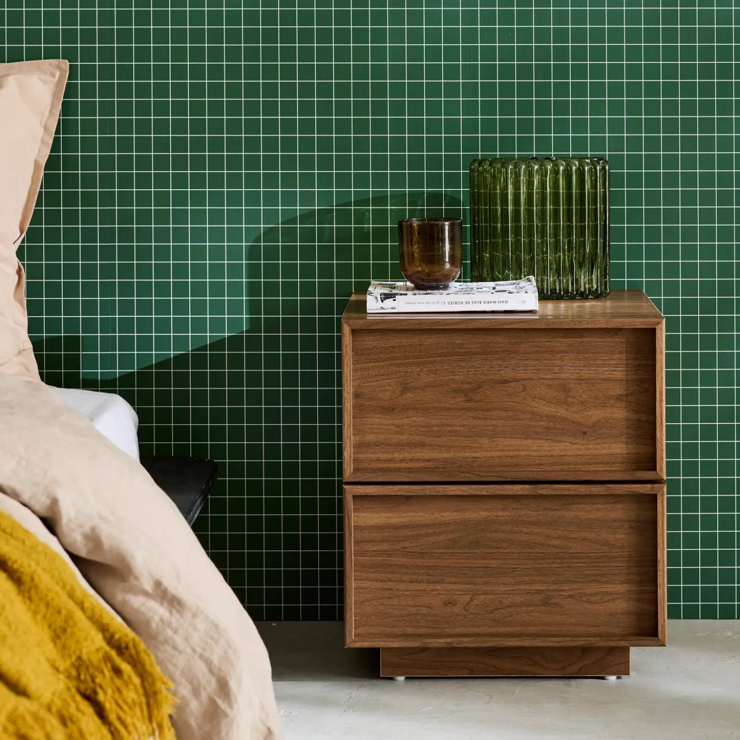 Wood effect bedside table 2 drawers (set of 2)