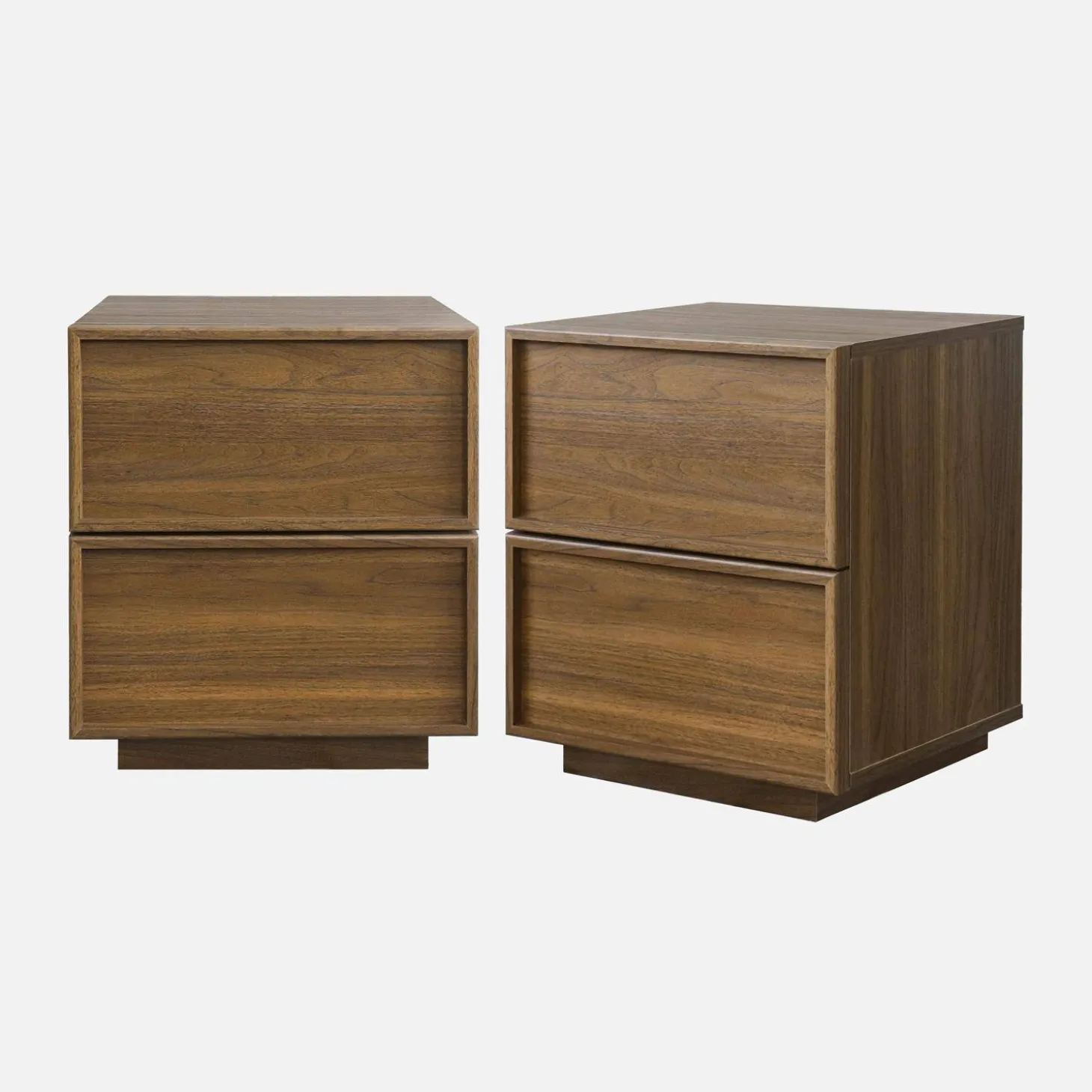 Wood effect bedside table 2 drawers (set of 2)