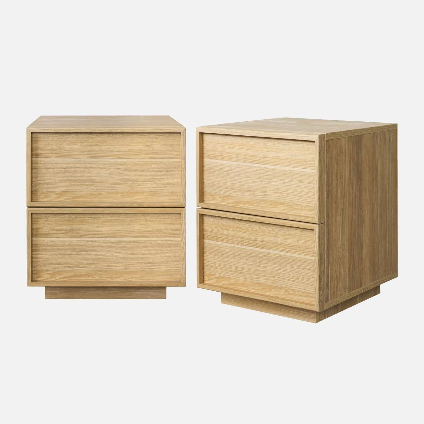 Wood effect bedside table 2 drawers (set of 2)