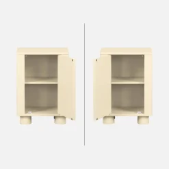 Wood effect bedside table with 1 reversible door