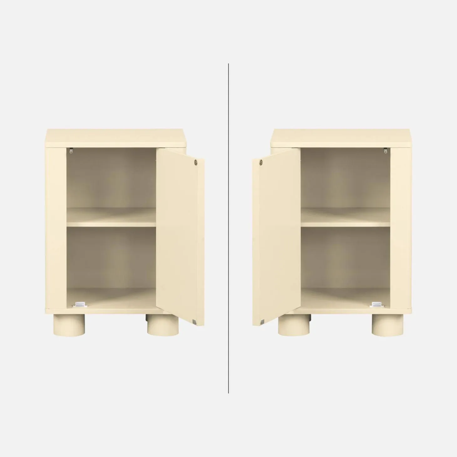Wood effect bedside table with 1 reversible door