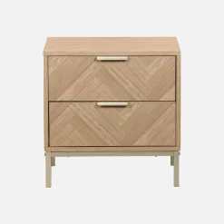 Wood-effect bedside table with herringbone pattern