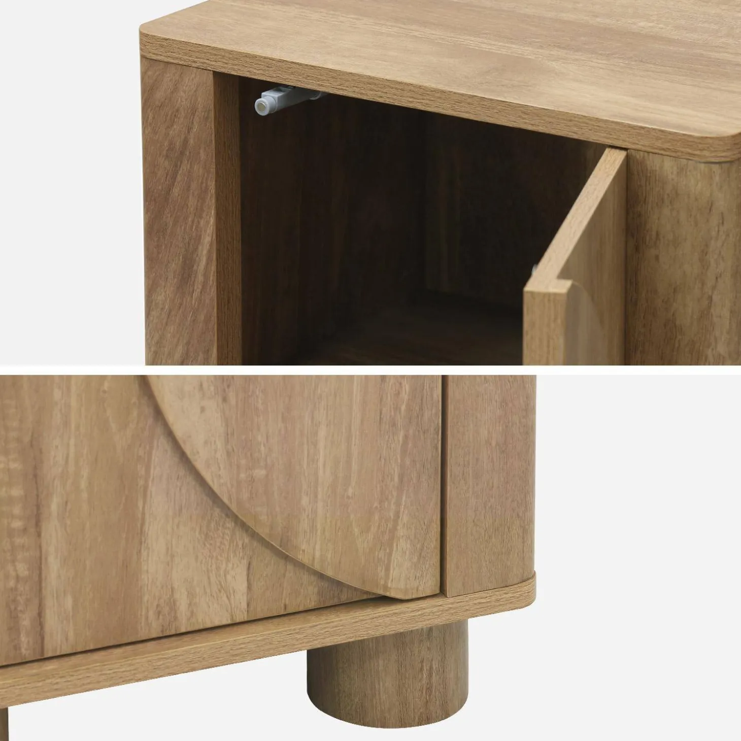 Wood effect bedside table with 1 reversible door
