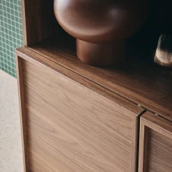 Wood effect bookshelf 2 doors 5 levels
