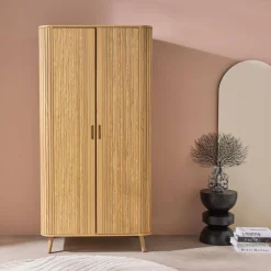 Wood effect cabinet with shelf and hanger