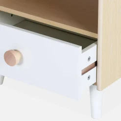 Wood-effect children's bedside table, white
