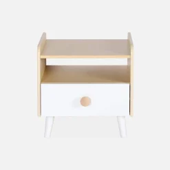 Wood-effect children's bedside table, white