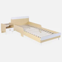 Wood-effect children's bedside table, white