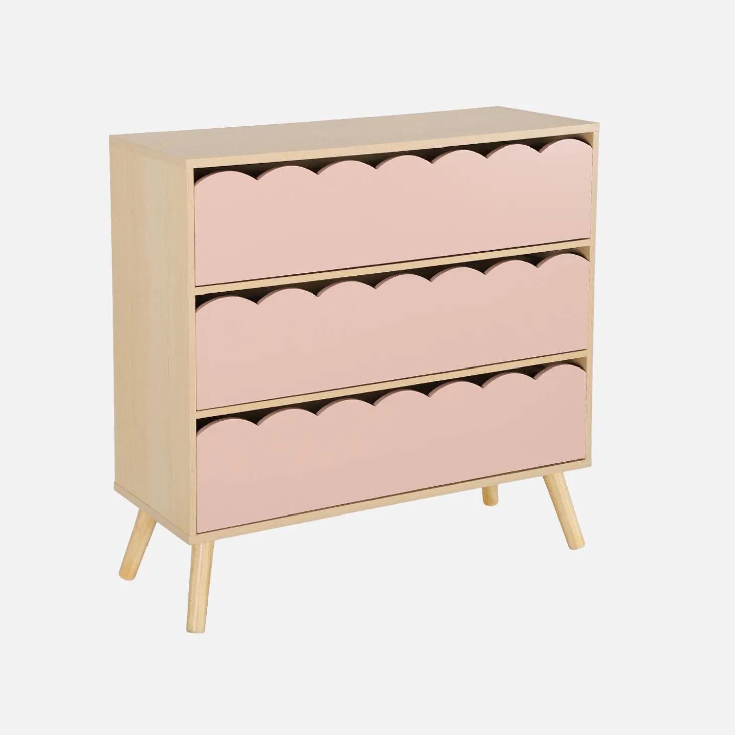 Wood-effect children's chest of 3 drawers