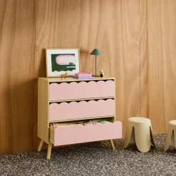 Wood-effect children's chest of 3 drawers