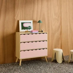 Wood-effect children's chest of 3 drawers