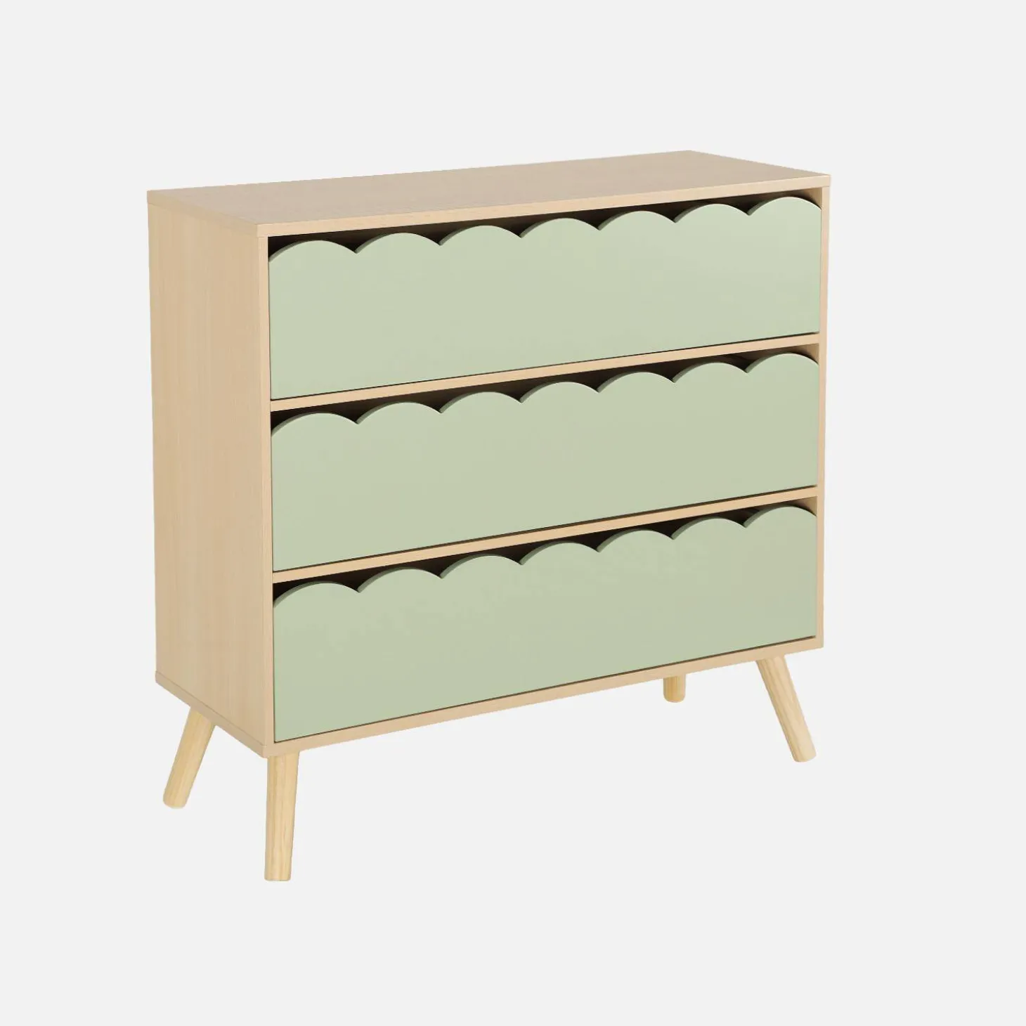Wood-effect children's chest of 3 drawers