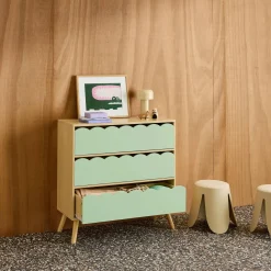 Wood-effect children's chest of 3 drawers