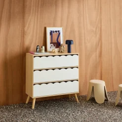 Wood-effect children's chest of 3 drawers
