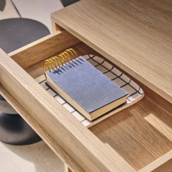Wood effect console 2 drawers and shelf