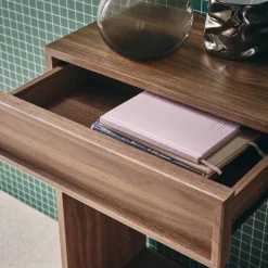 Wood effect console 2 drawers and shelf