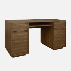 Wood effect desk 2 doors 2 drawers 1 niche 140cm