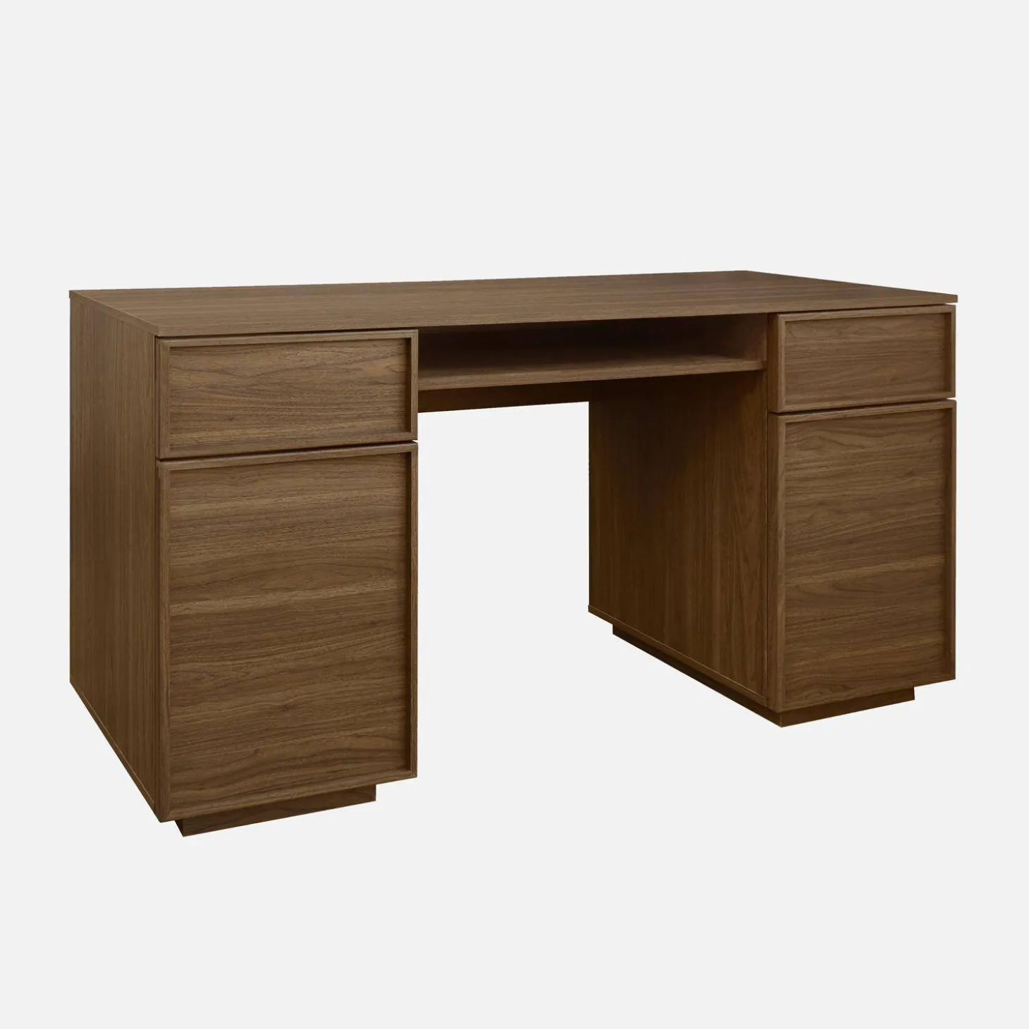 Wood effect desk 2 doors 2 drawers 1 niche 140cm