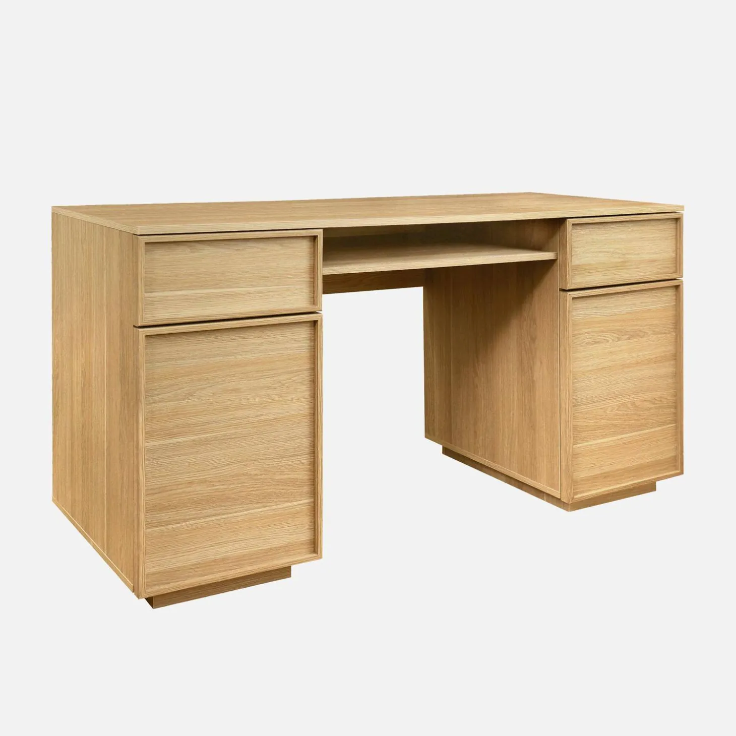 Wood effect desk 2 doors 2 drawers 1 niche 140cm